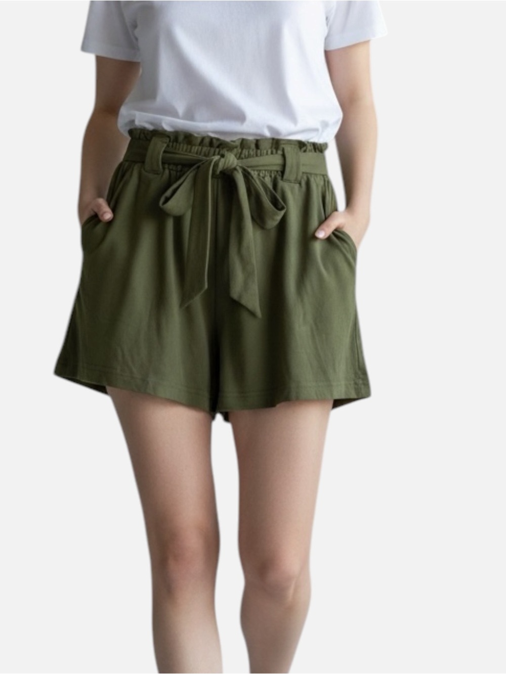 NWOT High-Waist Olive Tie-Belt Women’s Shorts